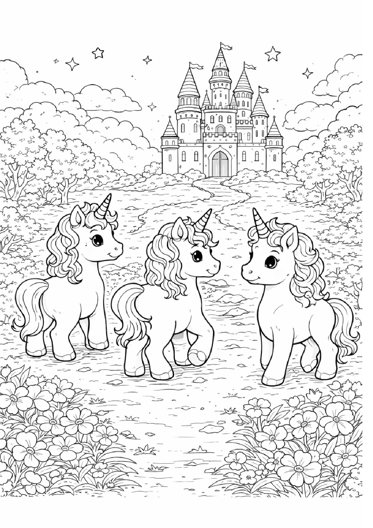 Cute Animals Coloring Page 1